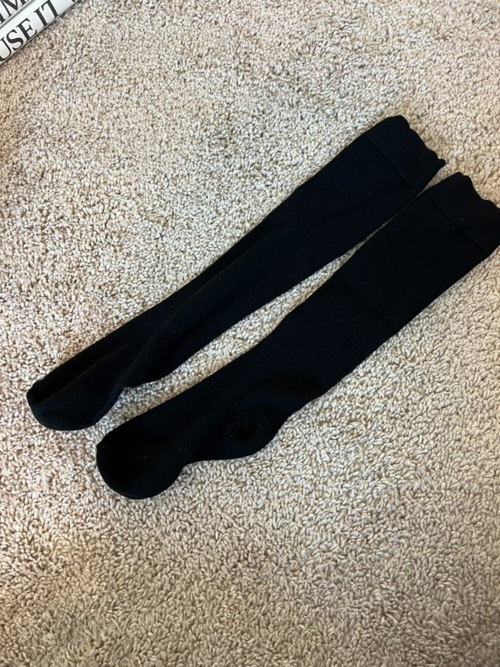 Black Knee Length Socks Classic Ribbed Warm Stylish Winter Essentials Comfort